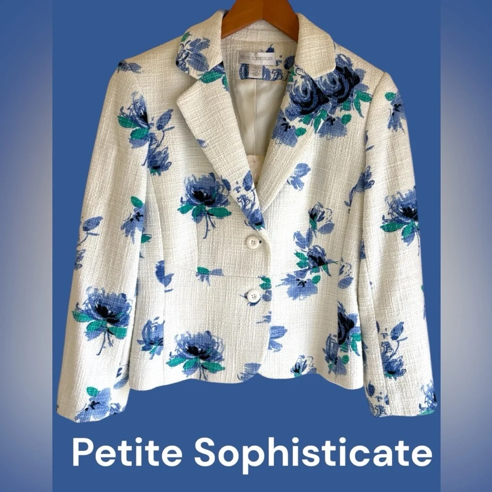 Petite Sophisticate-NWT Size 6 stunning woven cotton floral blazer. Lined. New! - Picture 7 of 16